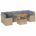 Set sofás jardín y cojines 8 pzas ratán sintético acacia beige