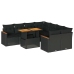 Set sofás jardín y cojines 9 pzas ratán sintético acacia negro