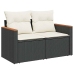 Set sofás jardín y cojines 9 pzas ratán sintético acacia negro