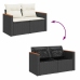 Set sofás jardín y cojines 9 pzas ratán sintético acacia negro