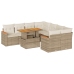 Set sofás jardín y cojines 9 pzas ratán sintético acacia beige