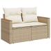 Set sofás jardín y cojines 9 pzas ratán sintético acacia beige