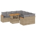Set sofás jardín y cojines 9 pzas ratán sintético acacia beige