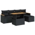 Set sofás jardín y cojines 6 pzas ratán sintético acacia negro