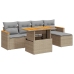 Set sofás jardín y cojines 6 pzas ratán sintético acacia beige