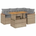Set sofás jardín y cojines 5 pzas ratán sintético acacia beige