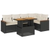 Set sofás jardín y cojines 6 pzas ratán sintético acacia negro