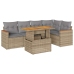 Set sofás jardín y cojines 6 pzas ratán sintético acacia beige