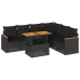 Set sofás jardín y cojines 7 pzas ratán sintético acacia negro