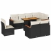 Set sofás jardín y cojines 9 pzas ratán sintético acacia negro