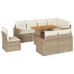 Set sofás jardín y cojines 9 pzas ratán sintético acacia beige