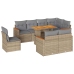 Set sofás jardín y cojines 9 pzas ratán sintético acacia beige