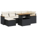 Set sofás jardín y cojines 7 pzas ratán sintético acacia negro