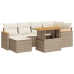 Set sofás jardín y cojines 7 pzas ratán sintético acacia beige