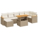 Set sofás jardín y cojines 8 pzas ratán sintético acacia beige