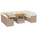 Set sofás jardín y cojines 10 pzas ratán sintético acacia beige