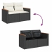 Set sofás jardín y cojines 11 pzas ratán sintético acacia negro
