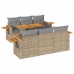 Set sofás jardín y cojines 7 pzas ratán sintético acacia beige