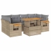 Set sofás jardín y cojines 7 pzas ratán sintético acacia beige