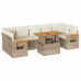 Set sofás jardín y cojines 8 pzas ratán sintético acacia beige