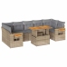 Set sofás jardín y cojines 8 pzas ratán sintético acacia beige