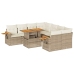 Set sofás jardín y cojines 9 pzas ratán sintético acacia beige