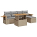 Set sofás jardín y cojines 6 pzas ratán sintético acacia beige