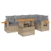 Set sofás jardín y cojines 6 pzas ratán sintético acacia beige