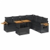 Set sofás jardín y cojines 7 pzas ratán sintético acacia negro