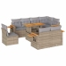 Set sofás jardín y cojines 9 pzas ratán sintético acacia beige