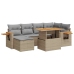 Set sofás jardín y cojines 7 pzas ratán sintético acacia beige