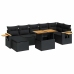 Set sofás jardín y cojines 8 pzas ratán sintético acacia negro
