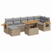 Set sofás jardín y cojines 8 pzas ratán sintético acacia beige