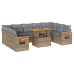 Set sofás jardín y cojines 10 pzas ratán sintético acacia beige