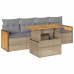 Set sofás jardín y cojines 5 pzas ratán sintético acacia beige