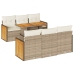 Set sofás jardín y cojines 7 pzas ratán sintético acacia beige