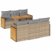 Set sofás jardín y cojines 7 pzas ratán sintético acacia beige