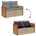 Set sofás jardín y cojines 7 pzas ratán sintético acacia beige