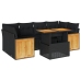 Set sofás jardín y cojines 7 pzas ratán sintético acacia negro