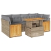 Set sofás jardín y cojines 7 pzas ratán sintético acacia beige