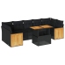 Set sofás jardín y cojines 8 pzas ratán sintético acacia negro