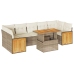 Set sofás jardín y cojines 8 pzas ratán sintético acacia beige