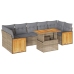 Set sofás jardín y cojines 8 pzas ratán sintético acacia beige