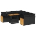 Set sofás jardín y cojines 9 pzas ratán sintético acacia negro