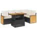 Set sofás jardín y cojines 6 pzas ratán sintético acacia negro