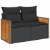 Set sofás jardín y cojines 7 pzas ratán sintético acacia negro