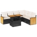 Set sofás jardín y cojines 7 pzas ratán sintético acacia negro