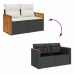 Set sofás jardín y cojines 7 pzas ratán sintético acacia negro