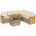 Set sofás jardín y cojines 7 pzas ratán sintético acacia beige