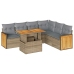 Set sofás jardín y cojines 7 pzas ratán sintético acacia beige